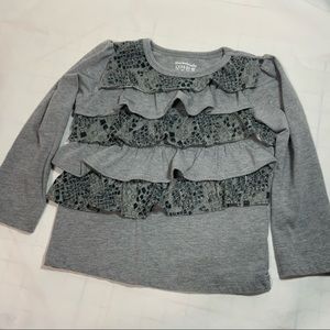 Girl’s Garanimals 24 mo Gray Ruffled Long Sleeve Top